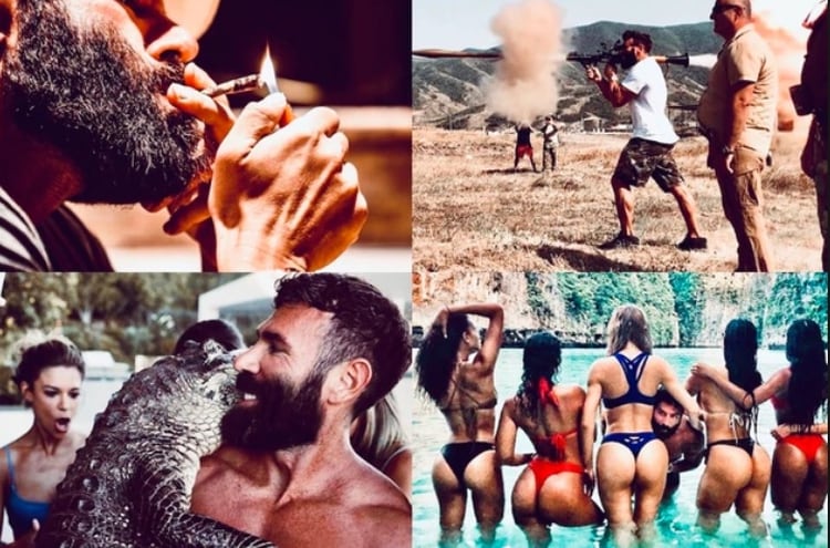  Dan Bilzerian y un compilado de algunas de las fotos que publica en su cuenta de Instagram y suelen generar polémica (Foto: Instagram @danbilzerian)