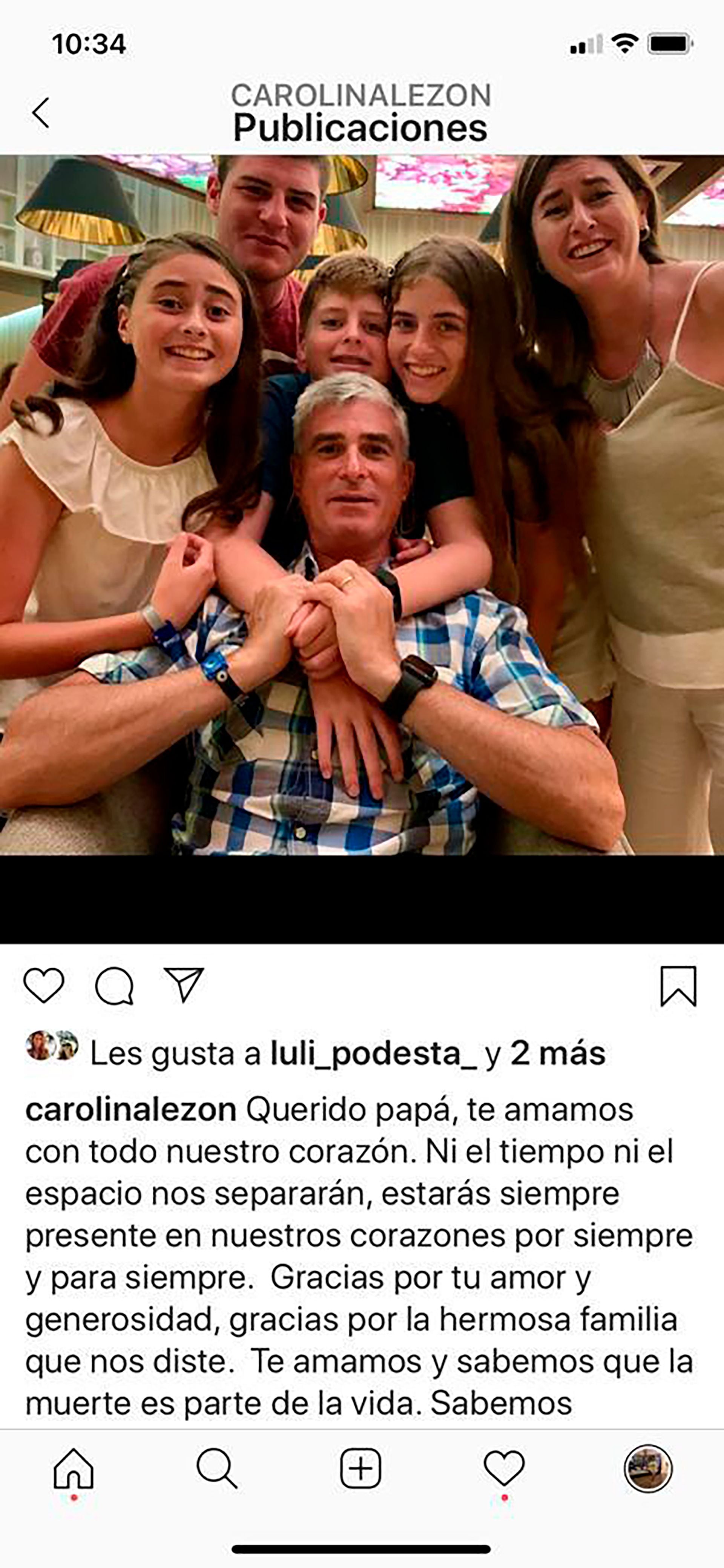 El recuerdo de su familia, en Instagram
