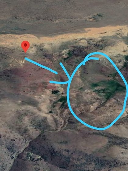 En ese punto del mapa satelital está ubicado el paraje donde vivía Don Pedro, al sudoeste de la ciudad de Neuquén