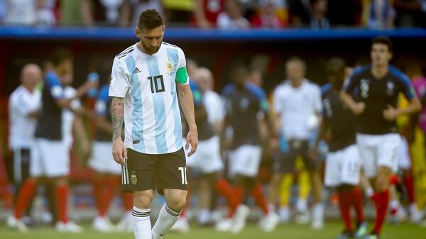 La desazón de Lionel Messi ante Francia (AFP PHOTO)