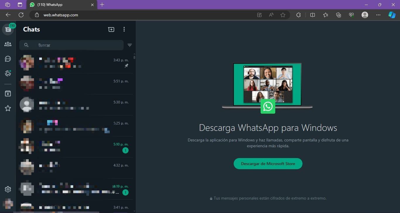 Ahora WhatsApp Web tiene una barra con opciones al lado izquierdo. (WhatsApp)