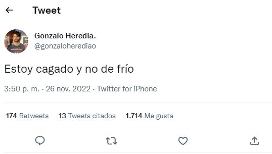 Gonzalo Heredia alentó a la selección argentina (Foto: Captura Twitter)