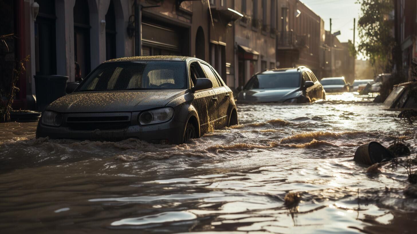 Crisis ambiental capturada: La imagen revela una calle inundada y cubierta de barro, un recordatorio visual de los desastres naturales atribuidos al cambio climático. Reflexiona sobre la importancia de preservar nuestro medio ambiente y proteger el planeta para las generaciones futuras. (Imagen Ilustrativa Infobae)