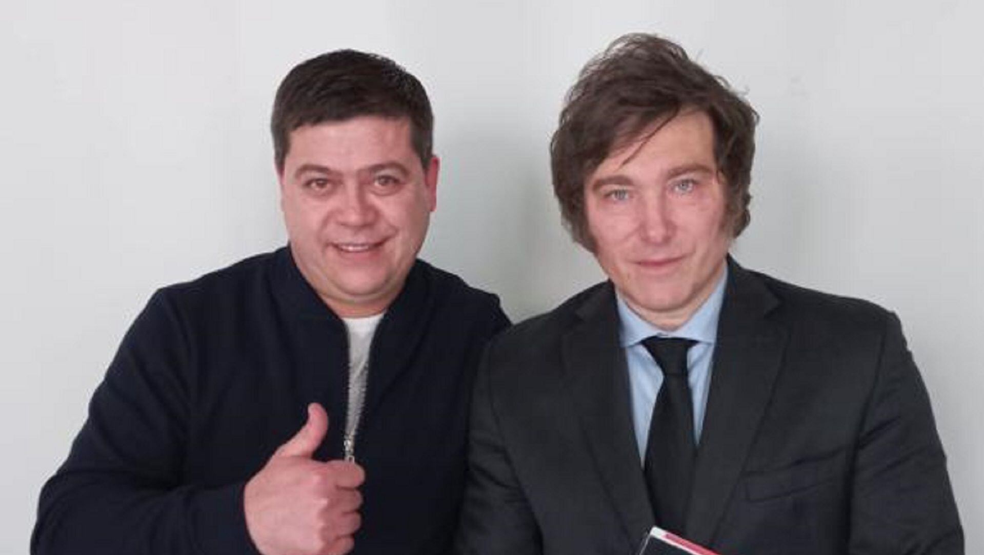 César Treffinger junto al líder de La Libertad Avanza, Javier Milei