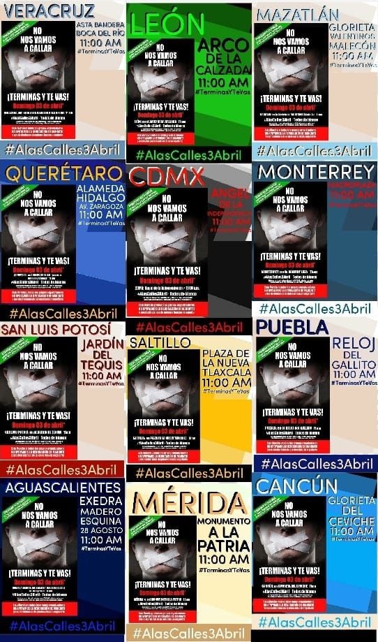 Marcha Nacional - 03 de abril contra a revogação do mandato - AMLO