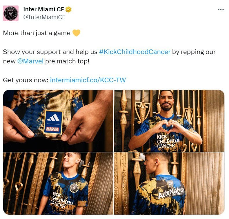 El posteo con la nueva camiseta del Inter Miami que tiene los colores de Boca Juniors (@InterMiamiCF)