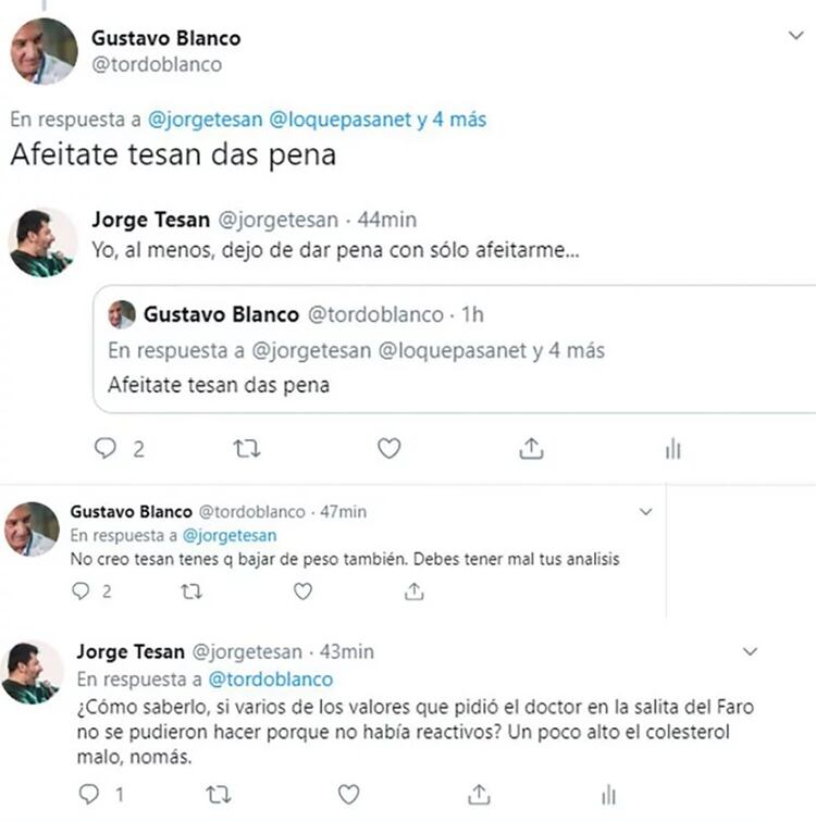 La discusión en Twitter entre Gustavo Blanco y Jorge Tesán