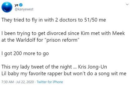 Los mensajes de Twitter de Kanye West que debería haber eliminado.  Atacó a su esposa Kim Kardashian y a su madrastra, Kriss Jenner (Twitter)