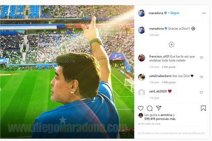 La foto más popular en el Instagram de Diego Maradona