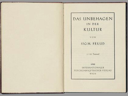 Portada de “El malestar en la cultura” de Sigmund Freud de 1930