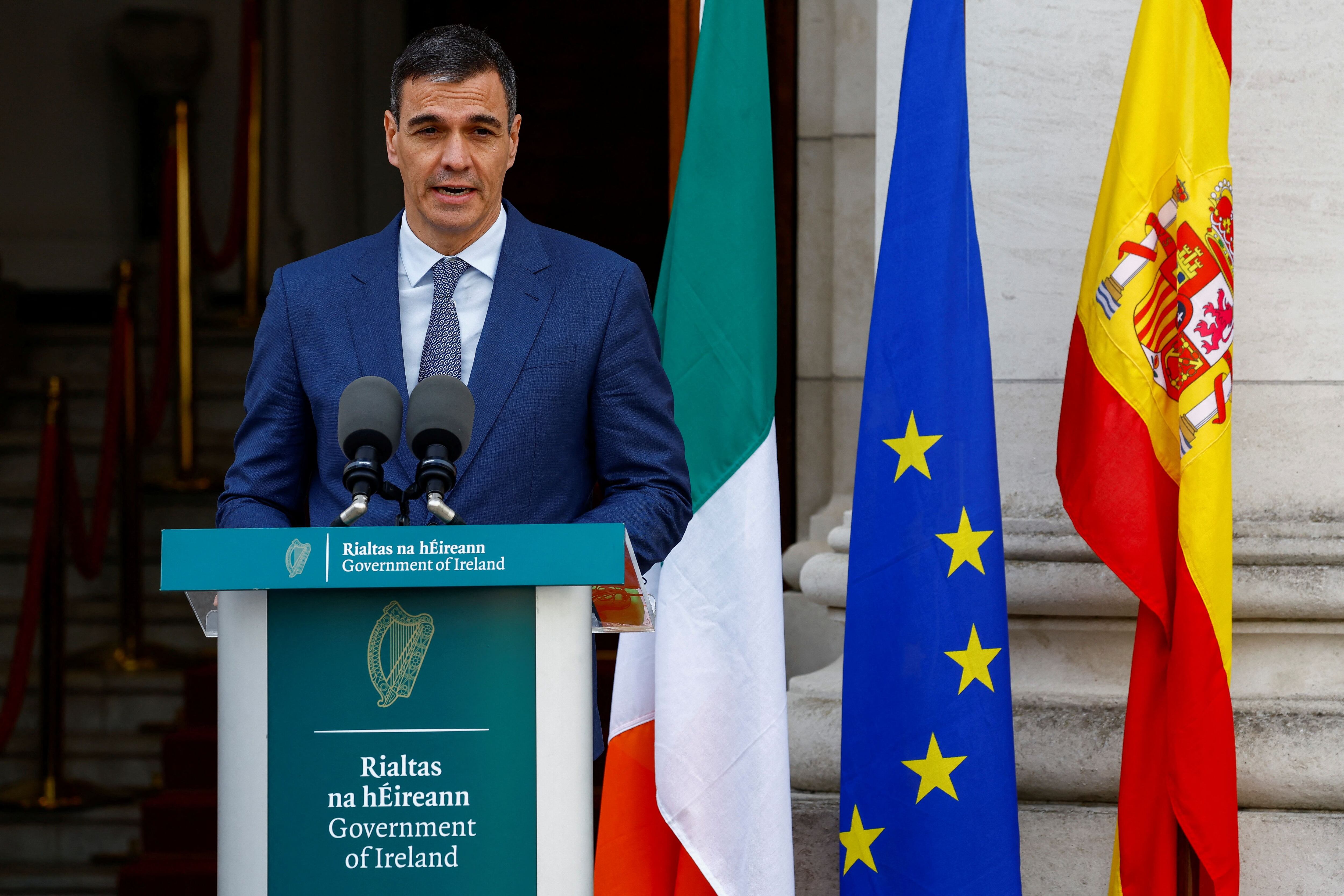 El presidente de España, Pedro Sánchez, este viernes en Dublin, Irlanda (REUTERS/Clodagh Kilcoyne)