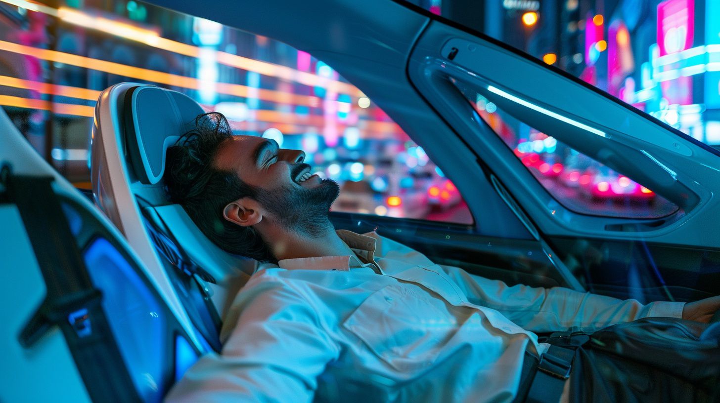 hombre adulto se relaja en un coche de manejo autónomo -  (Imagen Ilustrativa Infobae)