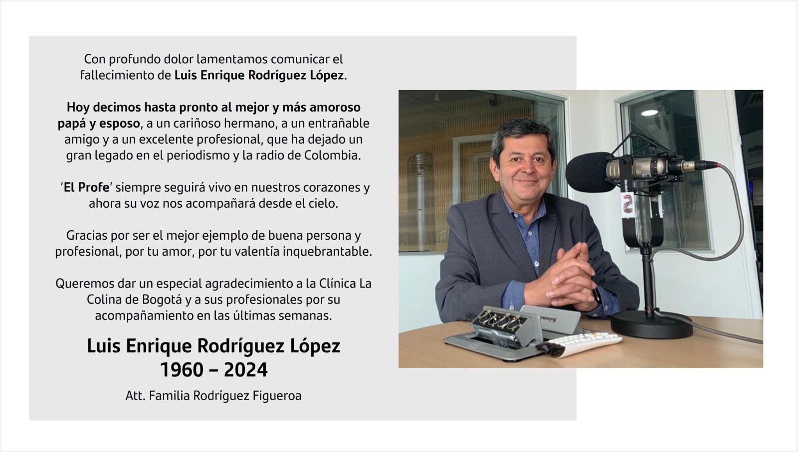Murió Luis Enrique Rodríguez, el Profe