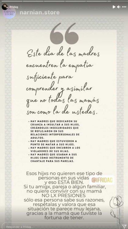 Frida condenó que haya madres que "encubren a los violadores" (Foto: Captura de pantalla)