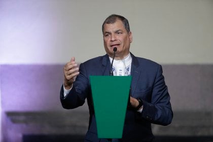 Rafael Correa, ex presidente de Ecuador condenado por corrupción, durante una conferencia en Ciudad de México (EL UNIVERSAL / ZUMA PRESS / CONTACTOPHOTO)
