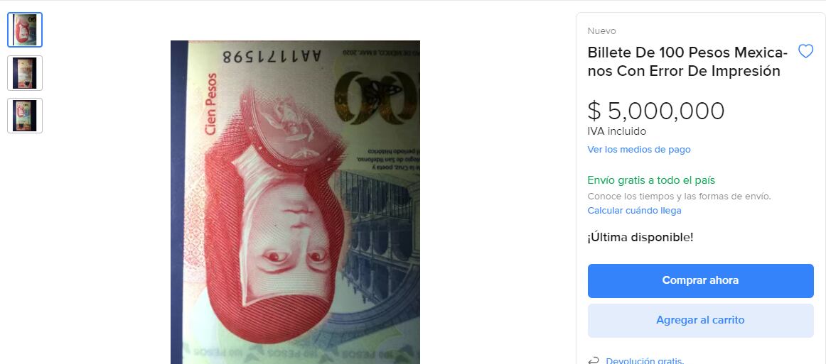El ejemplar se vende en internet. (Foto: Mercado Libre)