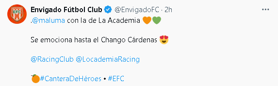 Envigado FC resaltó a Maluma con la camiseta de Racing - crédito @EnvigadoFC/X