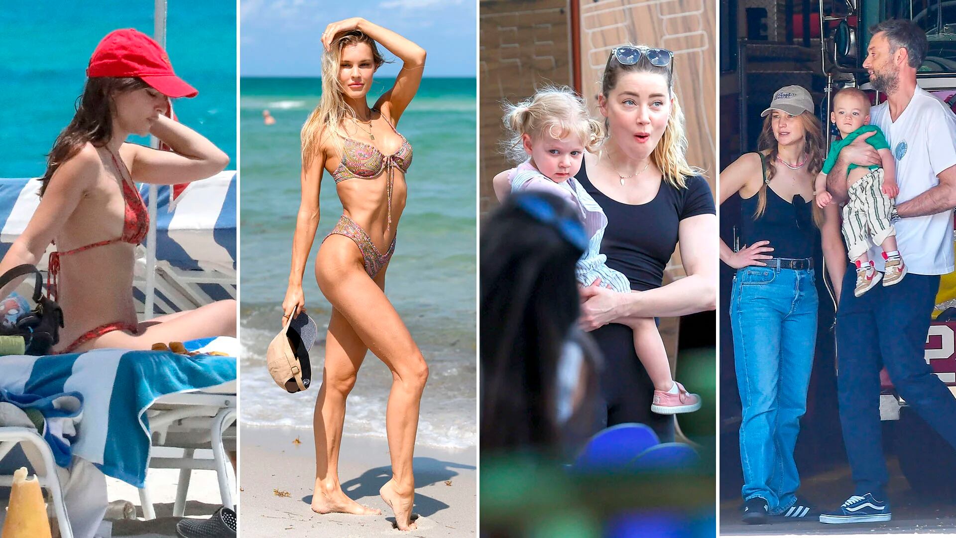 Emily Ratajkowski disfrutó de un día de playa en Miami, Amber Heard paseó con su hija en Madrid: celebrities en un click