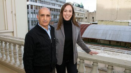 María Eugenia Vidal y Daniel Salvador. Ambos respaldan la candidatura de Maximiliano Abad 