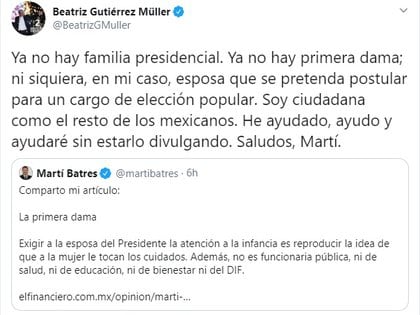 La polémica publicación de Beatriz Gutiérrez (Captura de pantalla Twitter)