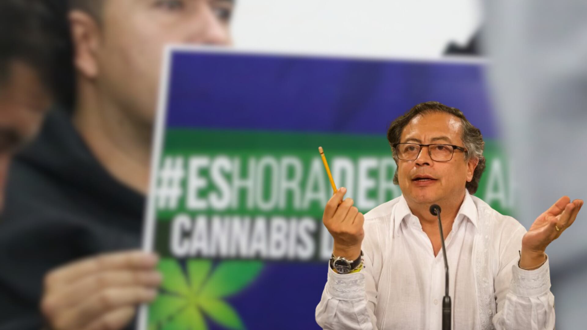 Gustavo Petro continuó enviando críticas al hundimiento de la regulación del cannabis de uso adulto - crédito Colprensa y Senado/Montaje de Infobae