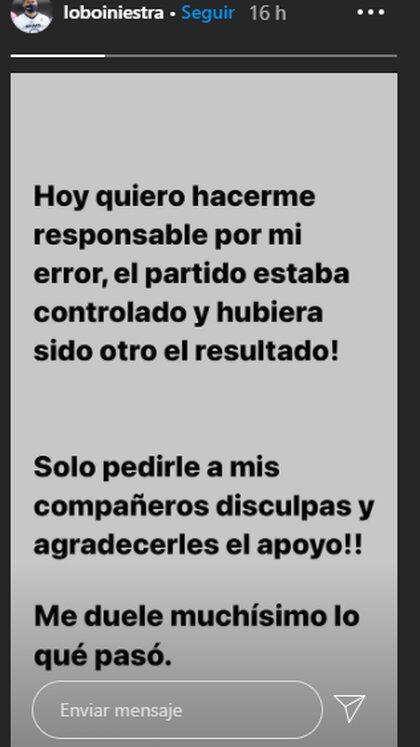 Andrés Iniestra se disculpó por el penal y la expulsión en el clásico capitalino (Foto: Instagram/ @loboiniestra)