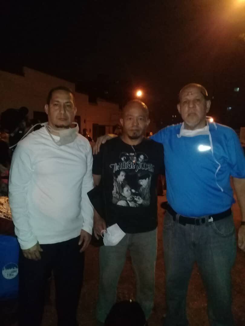Roque González, Ramón Zapata y Jorge Luis Pérez Izarsa, liberados de la cárcel del Sebin en El Helicoide en Caracas, Venezuela.