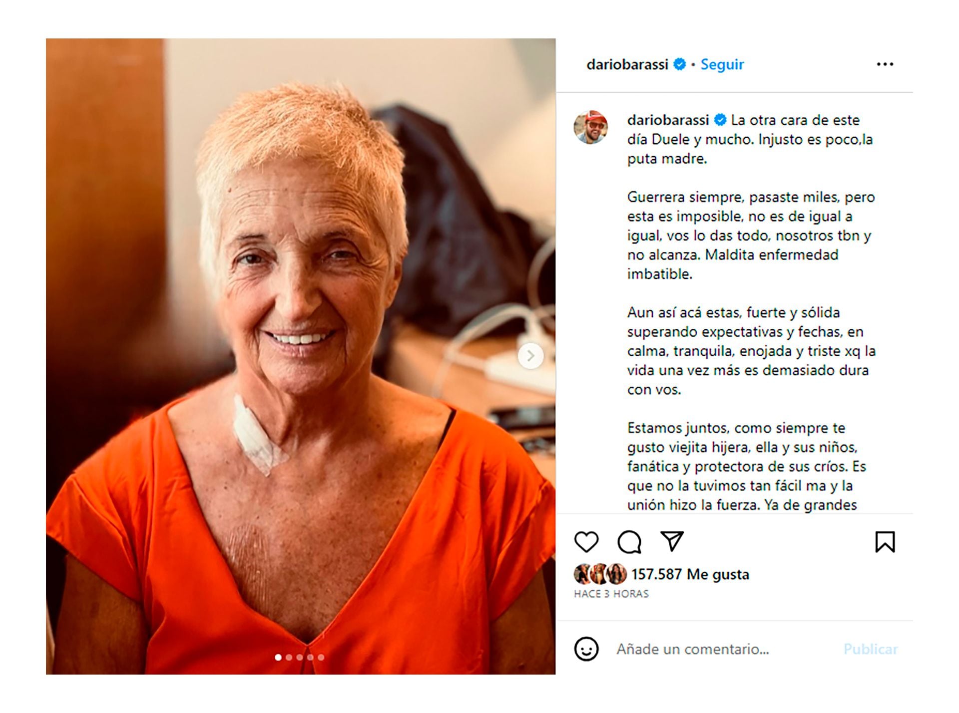 El conmovedor posteo de Darío Barassi en Instagram