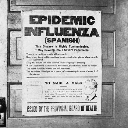 Cartel sobre la epidemia de gripe de 1918 publicado por la Junta de Salud de Alberta (Canadá). Wikimedia Commons / Alberta Board of Health