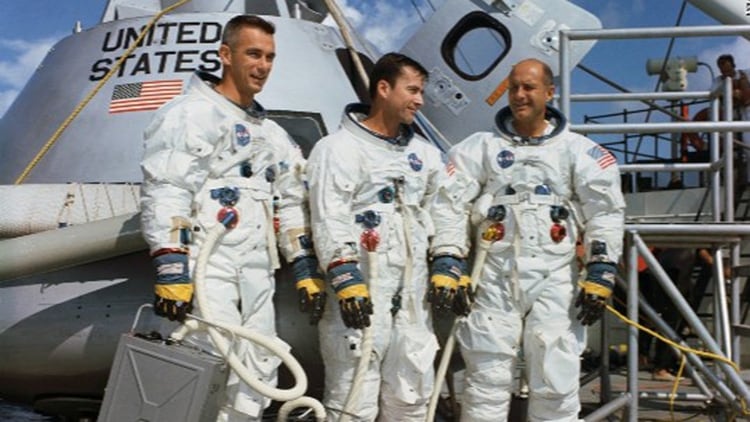 Gene Cernan, John Young, Tom Stafford, los tripulantes del Apolo 10 (NASA)