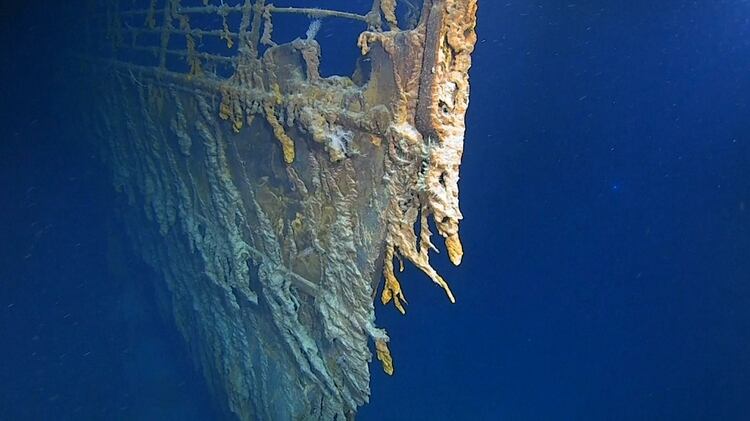 El Titanic, parcialmente devorado por bacterias, se ubica en el fondo del Océano Atlántico, a unas 400 millas de la costa de Newfoundland, Canadá Foto: Captura de pantalla. Reuters.