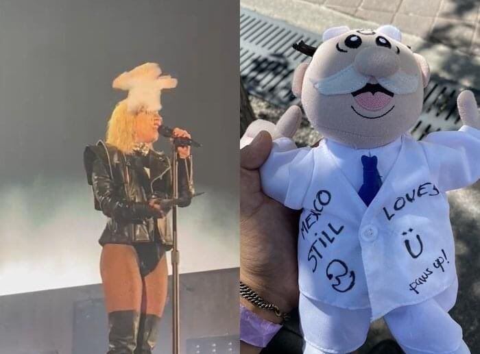 La intérprete de "Bad Romance" fue golpeada en el rostro con un peluche del Dr. Simi (Foto: Twitter / @PReggaetonera
)