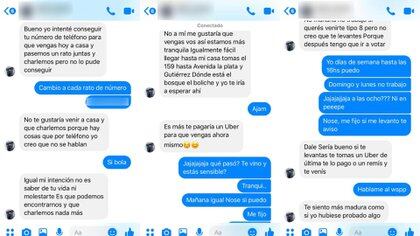 Los mensajes que enviaba el pastor a través de la cuenta de Facebook de su esposa