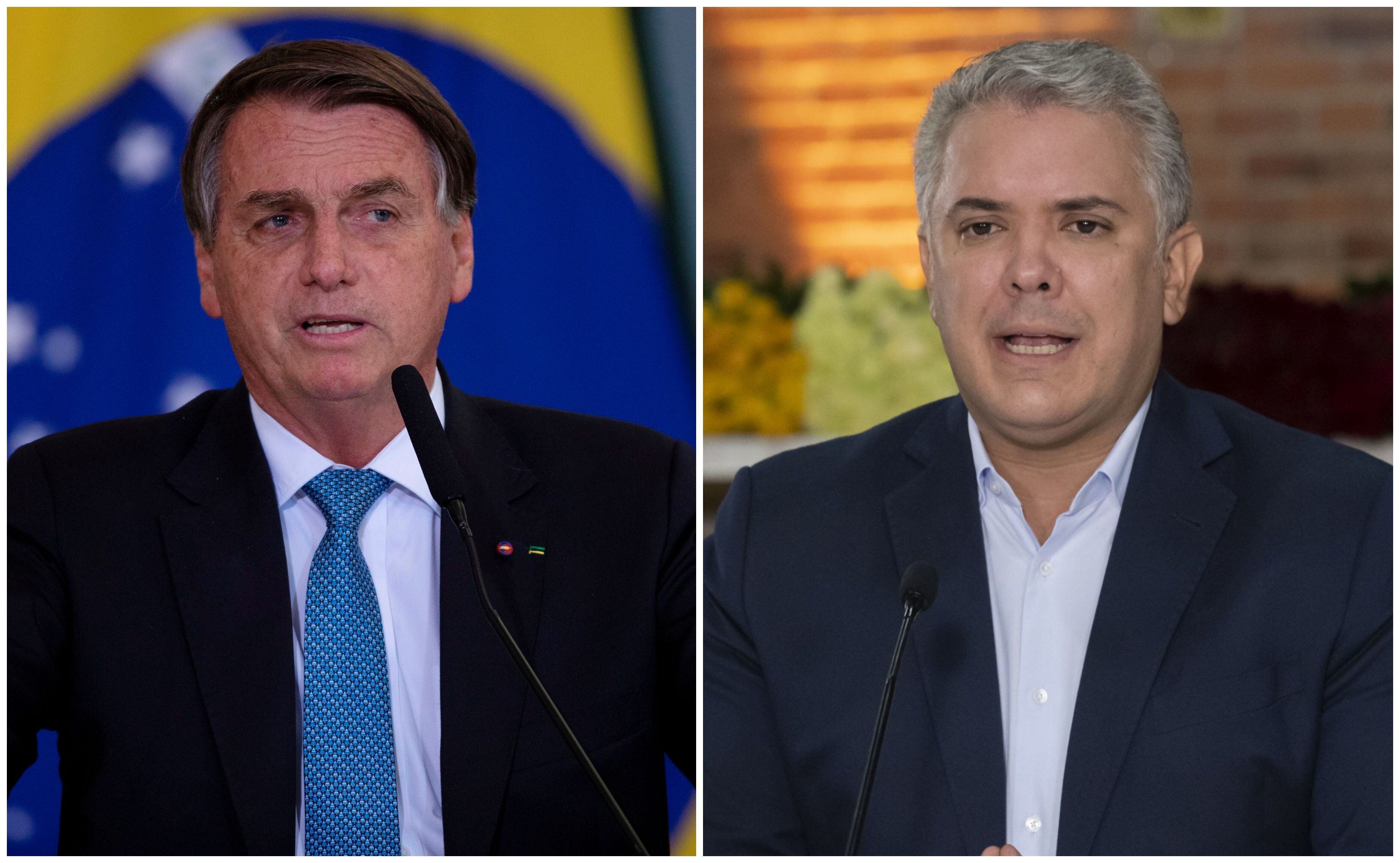 Jair Bolsonaro e Iván Duque, presidentes de Brasil y Colombia, se reunirán este martes en Brasilia. Fotos: EFE (Joédson Alves) / Presidencia de Colombia