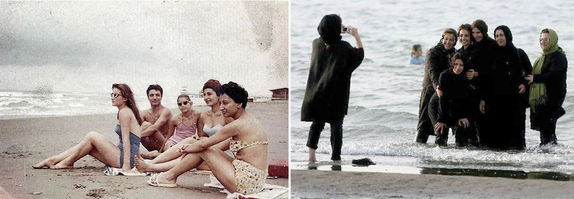 Mujeres iraníes en la playa, antes y después de la revolución