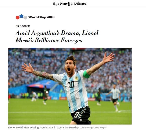 La victoria de la Selección, en el New York Times