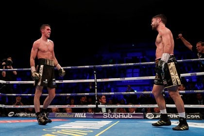Boxing - Callum Smith v John Ryder - WBA World, WBC Diamond & Ring Magazine Super-Middleweight Titles - M&S Bank Arena, Liverpool, Britain - November 23, 2019   Callum Smith and John Ryder after their fight    Action Images via Reuters/Lee Smith