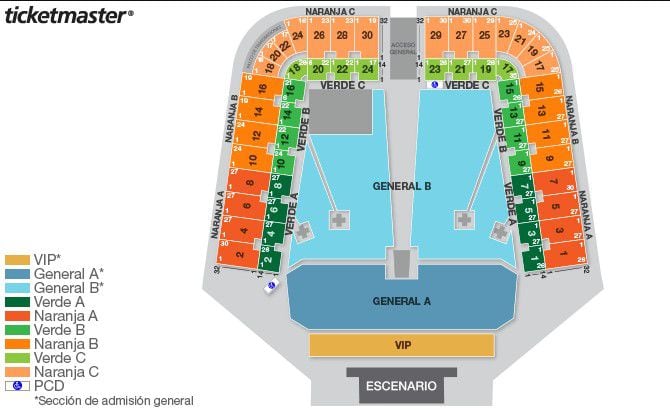 Este es el mapa del concierto de Junior H en el Foro Sol (Captura de pantalla/Ticketmaster)