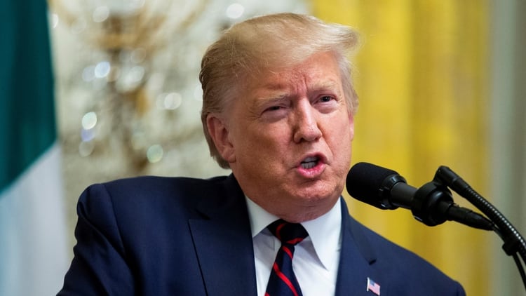 El presidente de EEUU Donald Trump durante un discurso en la Casa Blanca este miércoles (EFE/EPA/MICHAEL REYNOLDS)