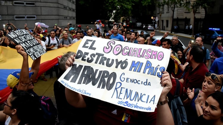 Protesta de Venezolanos en Buenos Aires, el 10 de enero pasado (Nicolas Stulberg)