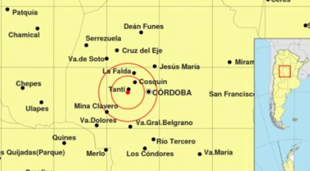 Se registró un sismo de magnitud 2.9 en Córdoba: se sintió en varias localidades