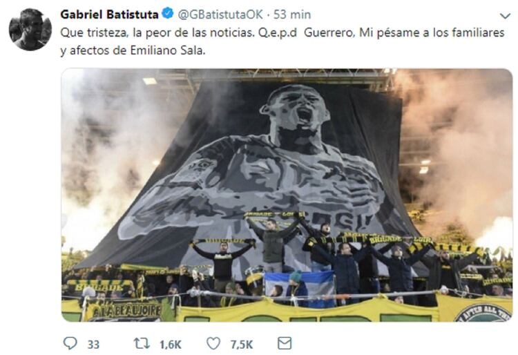 El tuit de Gabriel Batistuta