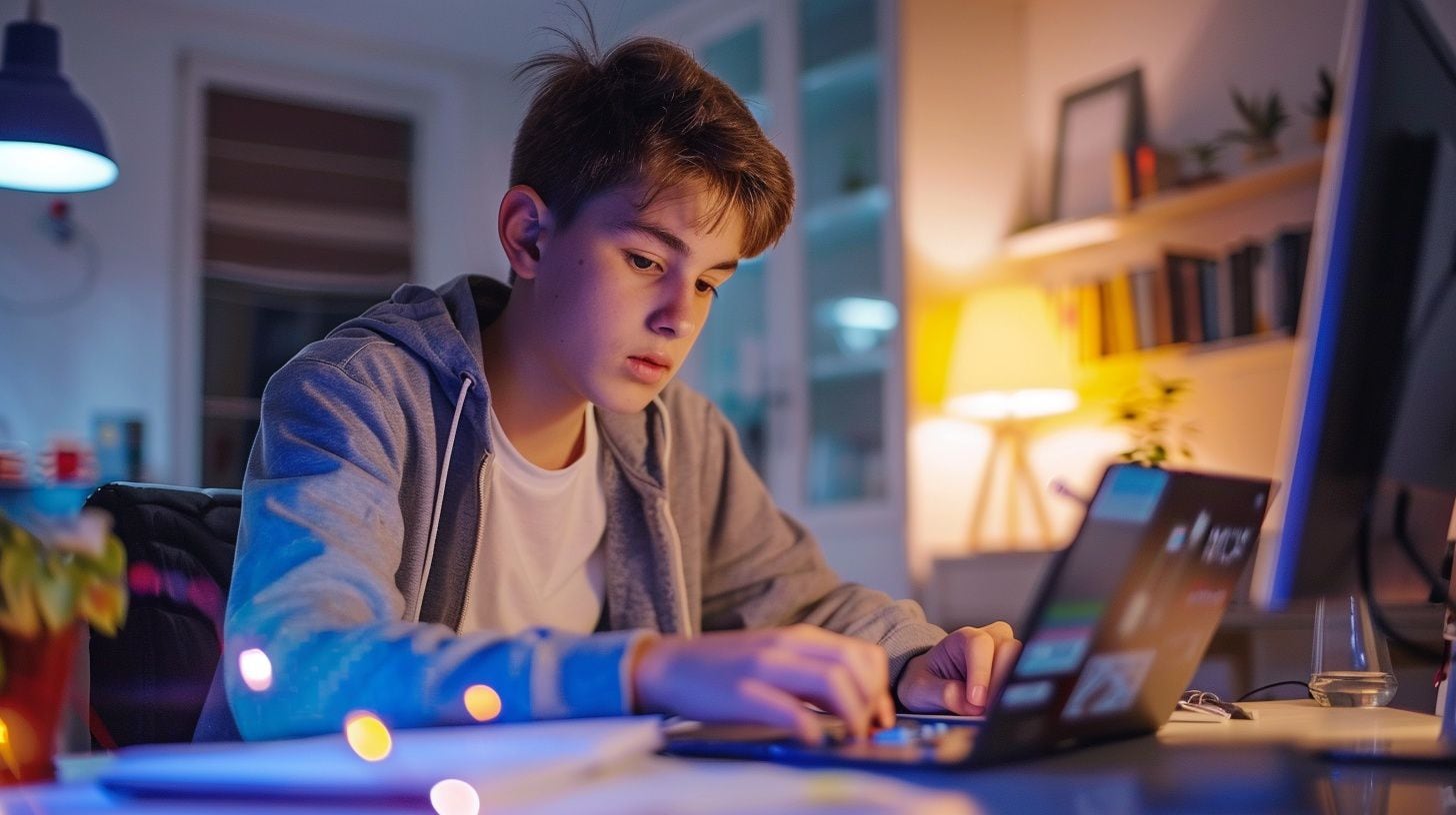 Joven adolescente utiliza computadora con IA para hacer la tarea - (Imagen Ilustrativa Infobae)