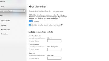 Activar Game Bar de Windows desde el menú de configuración
