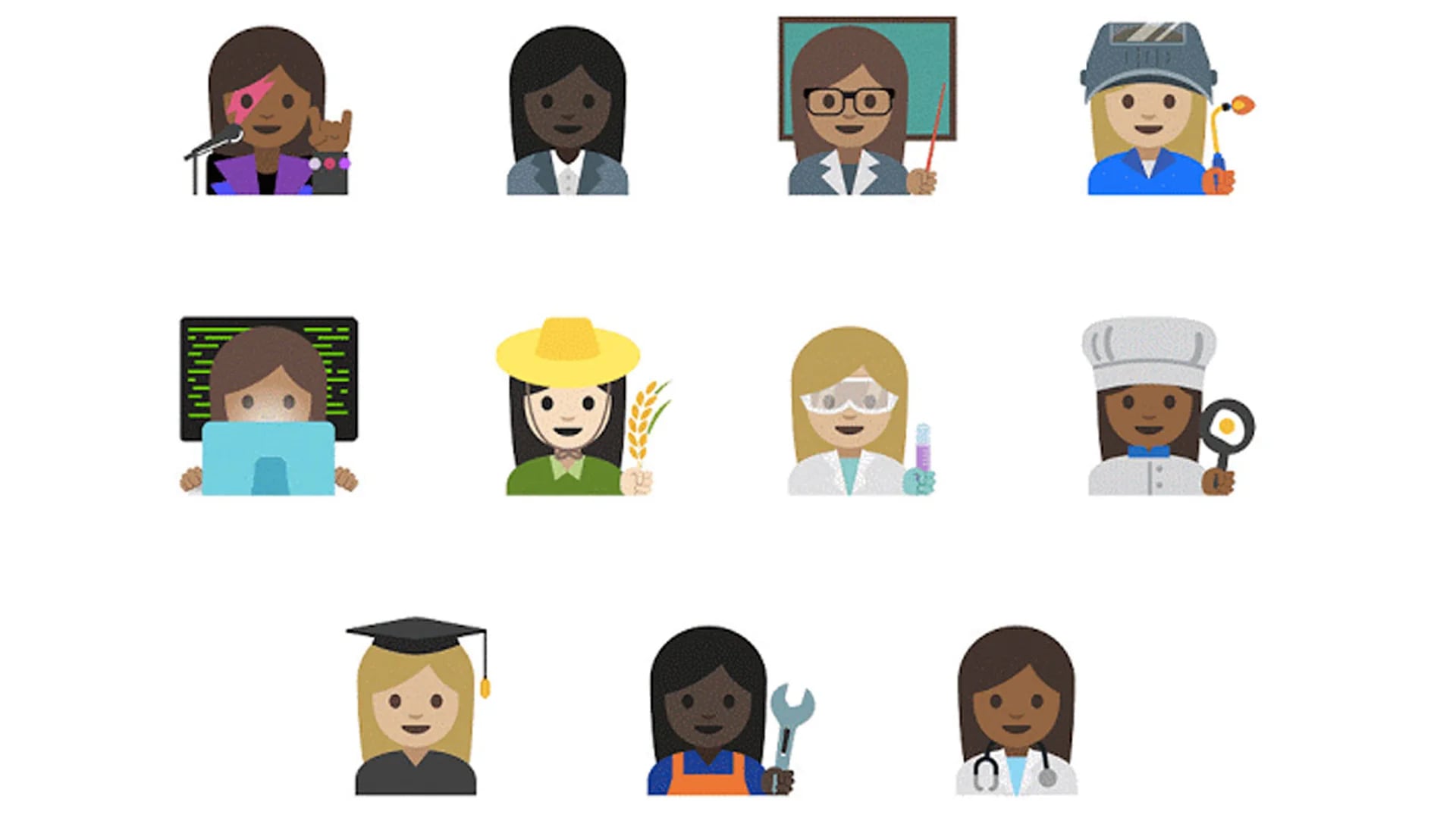 Algunos de los nuevos emojis (Google)