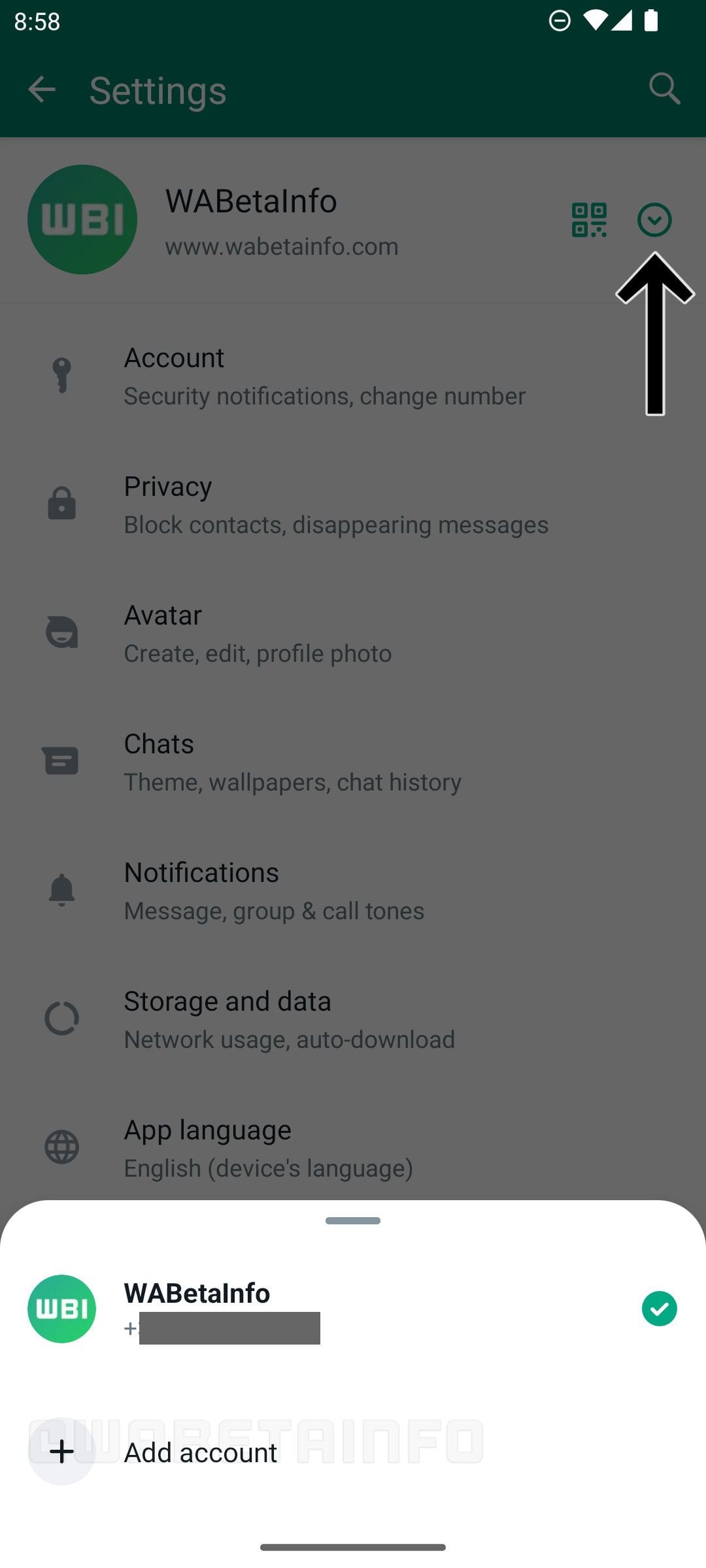 WhatsApp lanza una funcion multi cuentas para activar más de un perfil en el mismo dispositivo. (WABetaInfo)