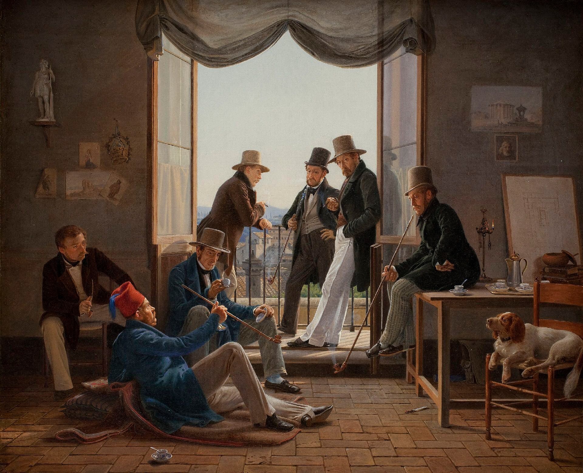 “Artistas daneses en Roma” (1837) de Constantin Hansen