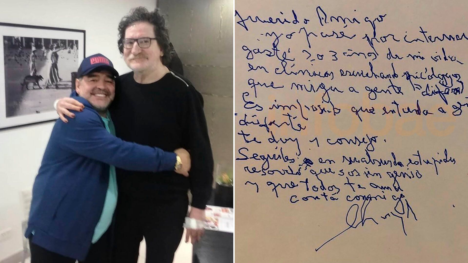 carta de puño y letra de Charly García a Maradona