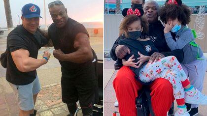 Ronnie Coleman hoy necesita de una silla de ruedas para recorrer largas distancias, mientras que para las cortas usa muletas