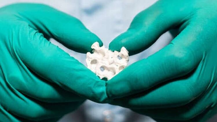 Muestra ósea bioimpresa en 3D (Foto: ESA)